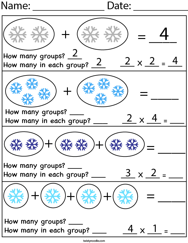 Multiplying Snowflakes Math Worksheet - Twisty Noodle